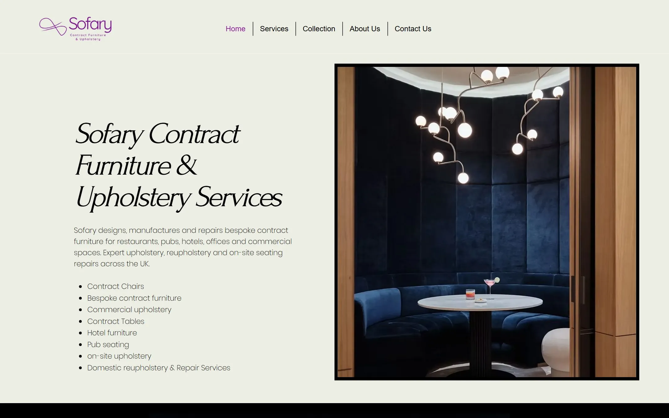 Homepage of the Sofary website